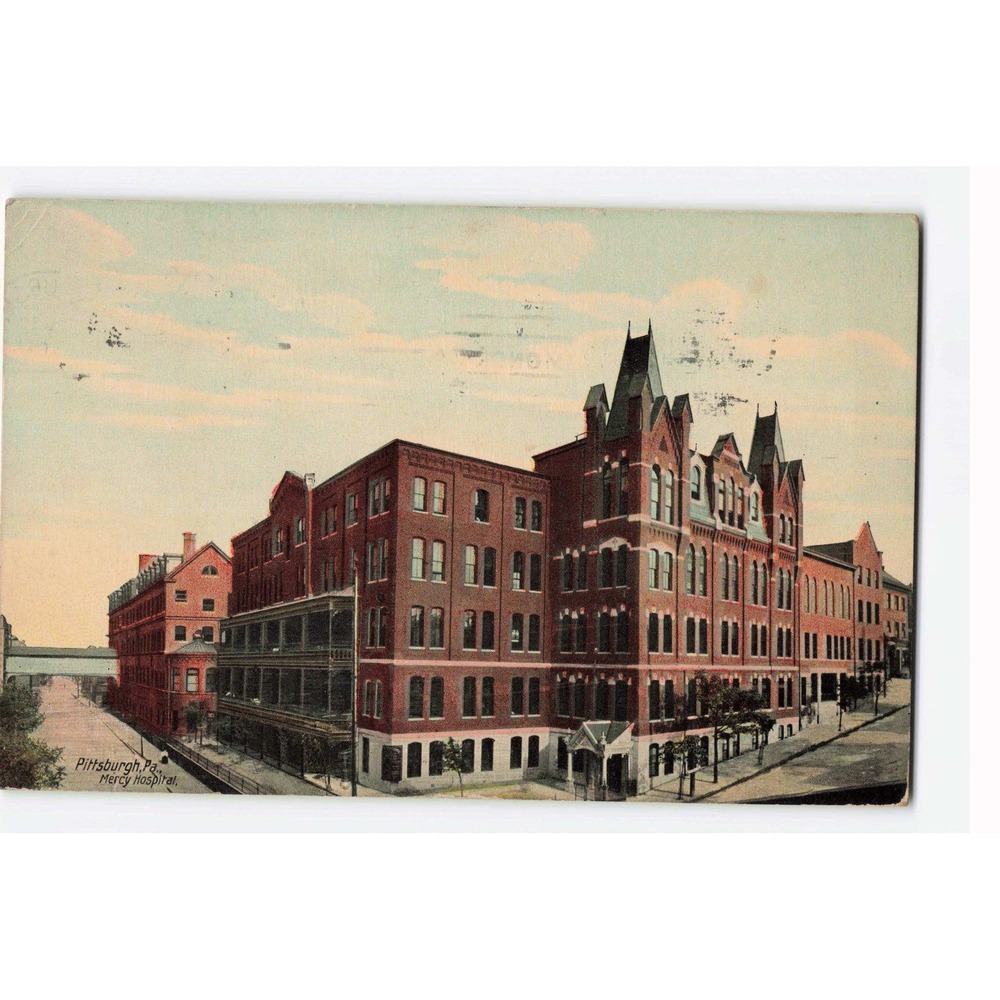 Vintage 1914 Mercy Hospital Pittsburgh PA Postcard Leighton & Valentine VG